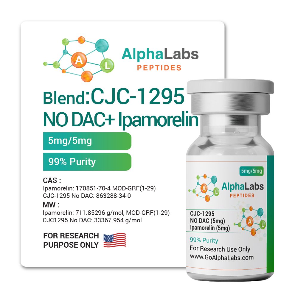 BLEND: CJC-1295 NO DAC (5mg) + Ipamorelin (5mg) (10 Vials) - Image 2
