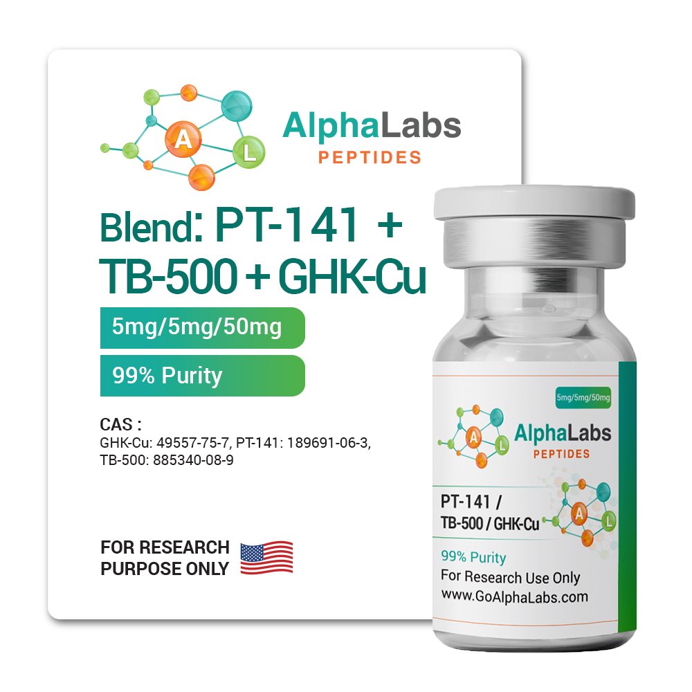 BLEND: PT-141 (5mg) + TB-500 (5mg) + GHK-Cu (50mg) (10 Vials) - Image 2